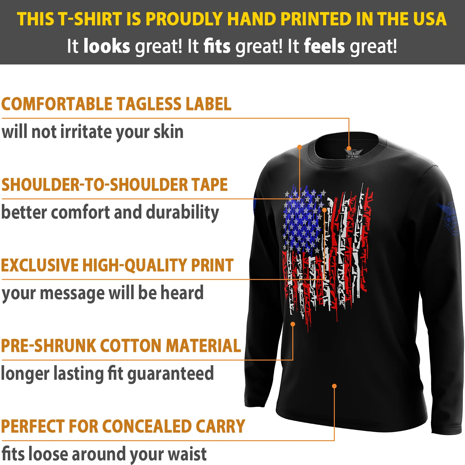 American Flag In Guns 2.0 Long Sleeve Shirt - Image 6