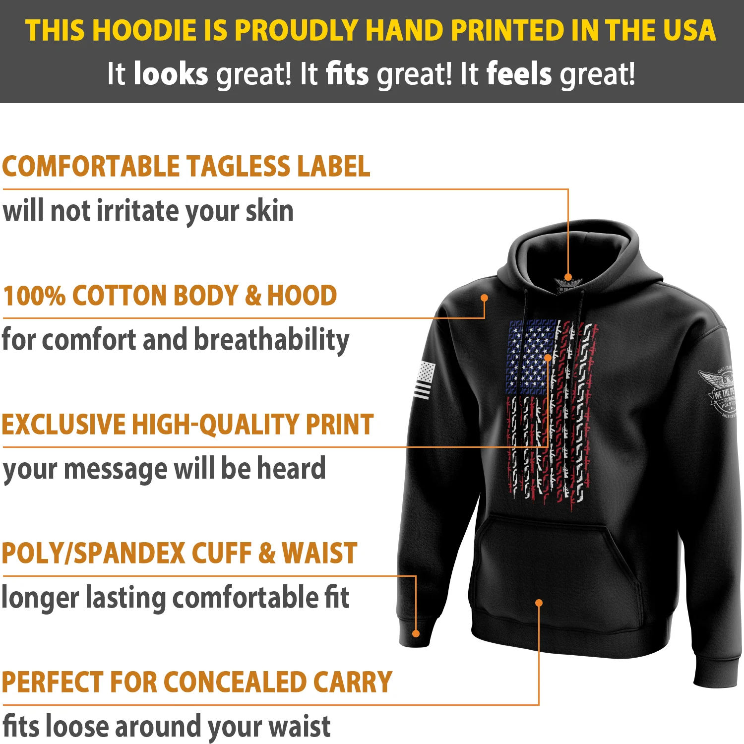 American Flag in Guns - Patriotic Colors Hoodie - Image 5