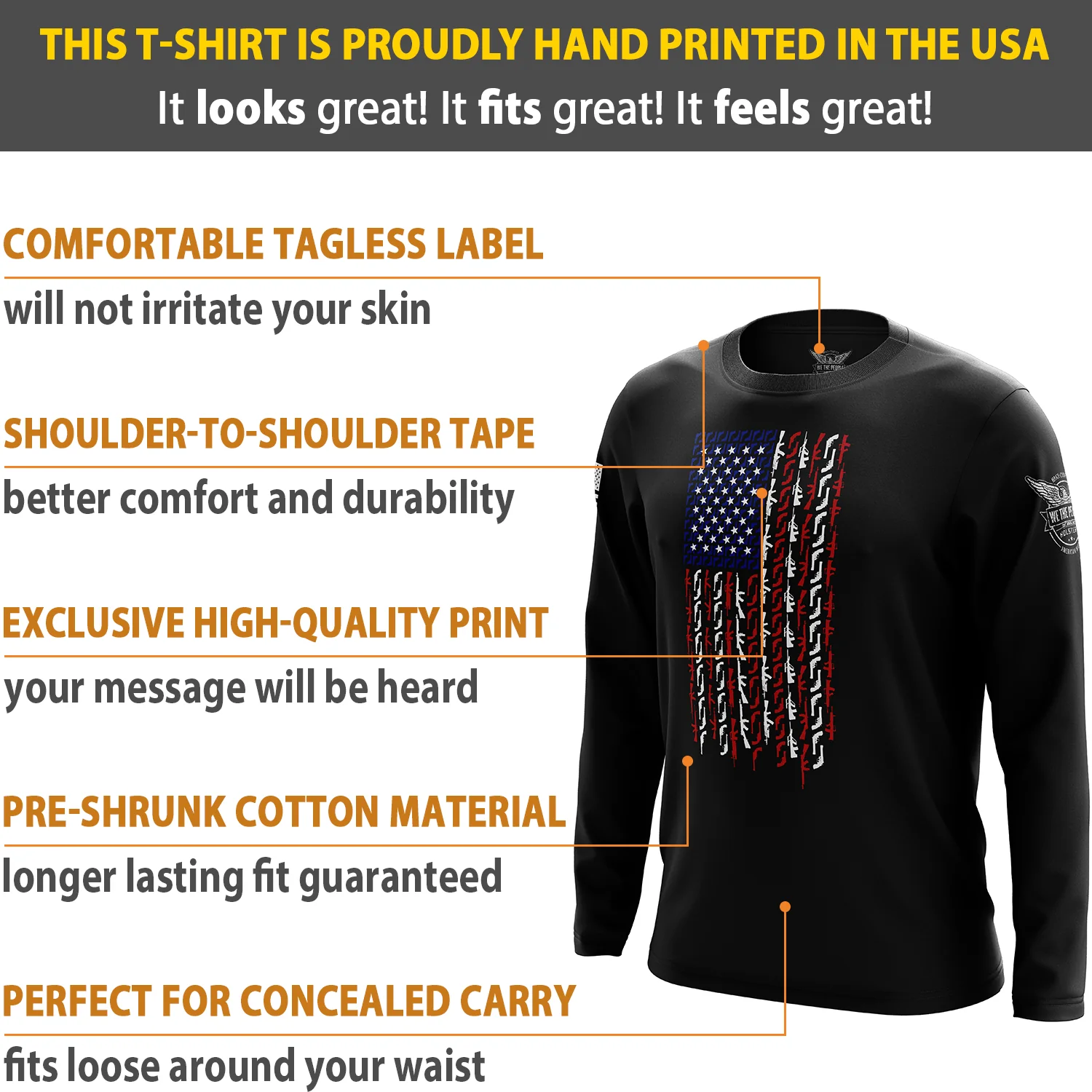 American Flag in Guns - Patriotic Colors Long Sleeve Shirt - Image 6