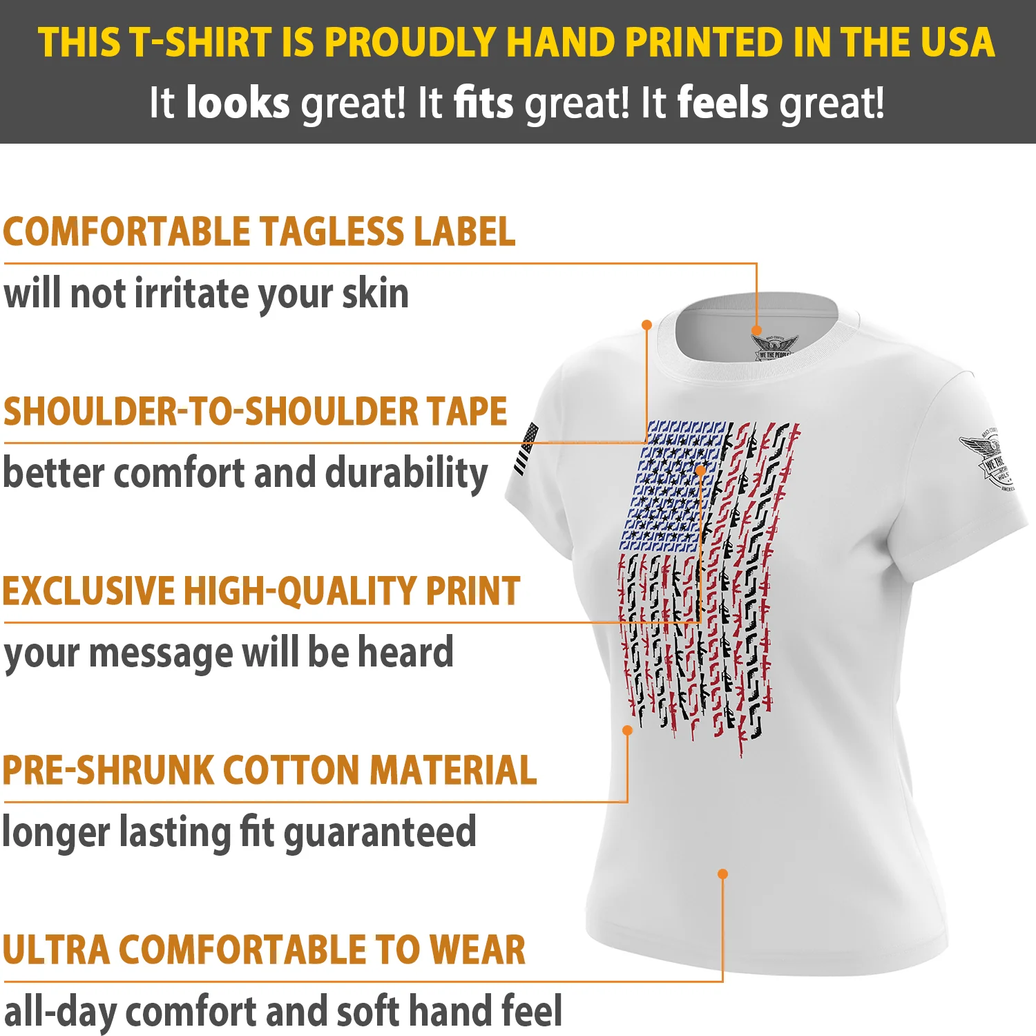 American Flag in Guns - Patriotic Colors Women's Short Sleeve Shirt - Image 12