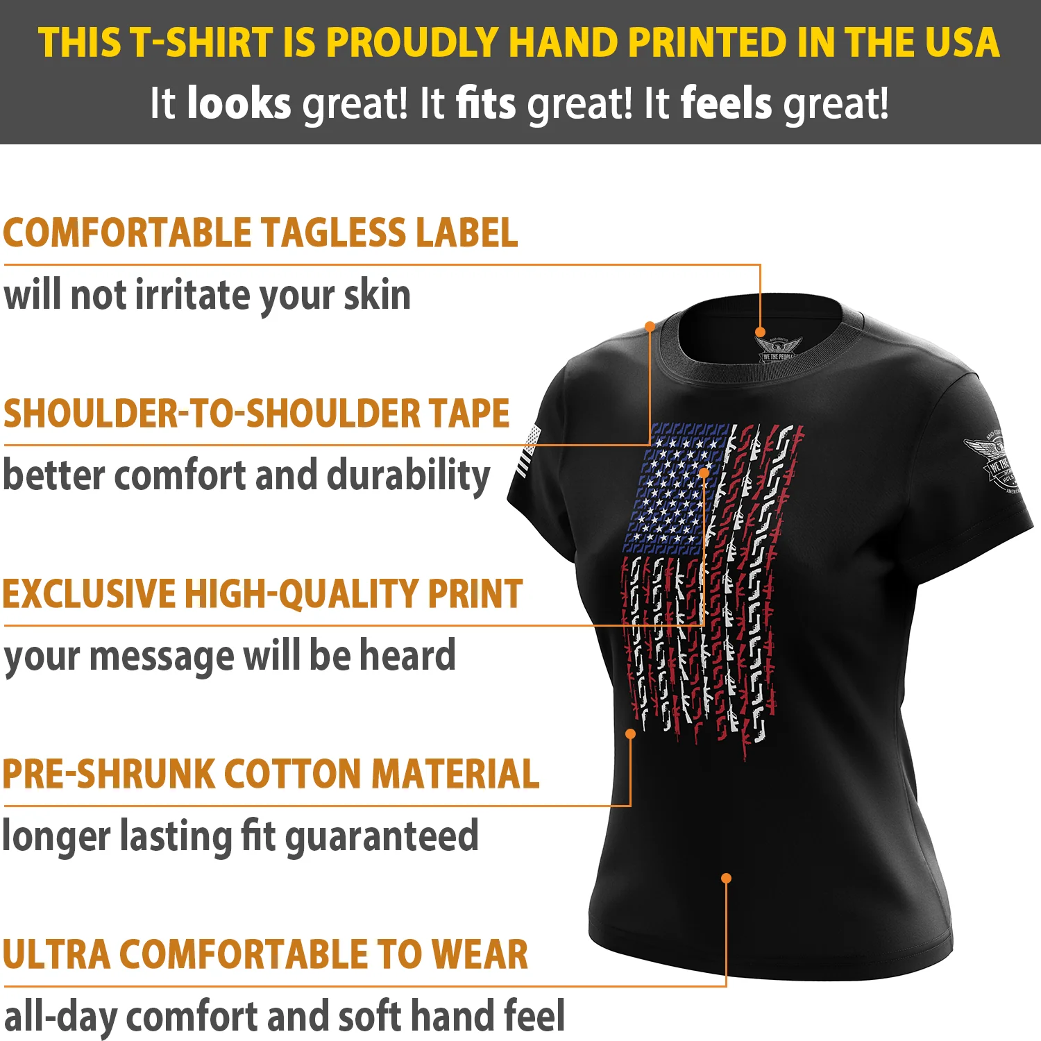 American Flag in Guns - Patriotic Colors Women's Short Sleeve Shirt - Image 6