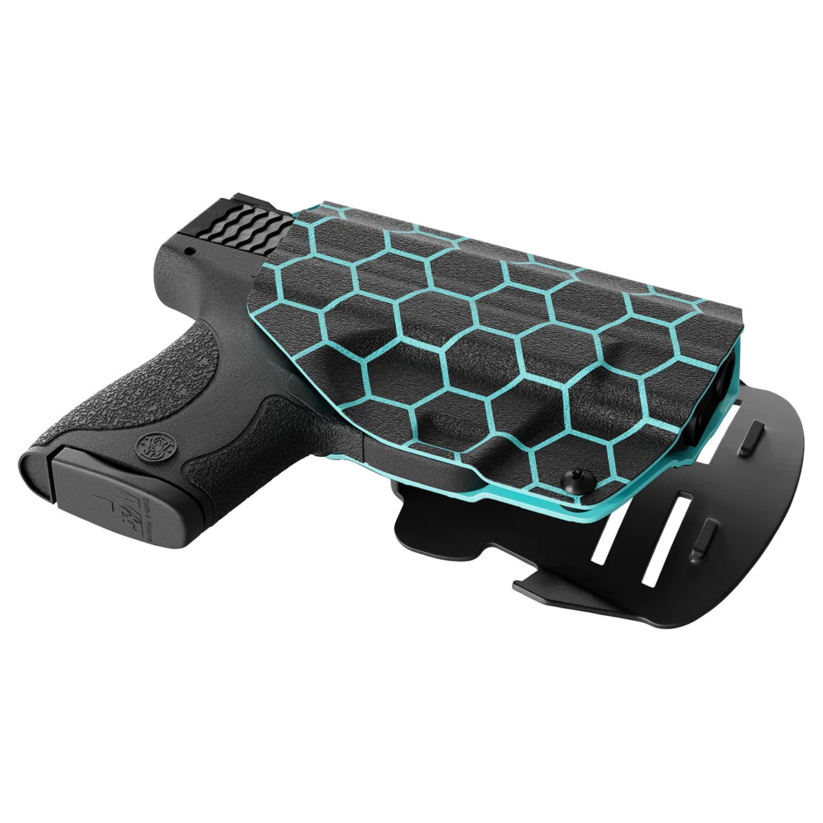 Aqua Honeycomb Custom Printed Holster - OWB Kydex Holster - Image 2