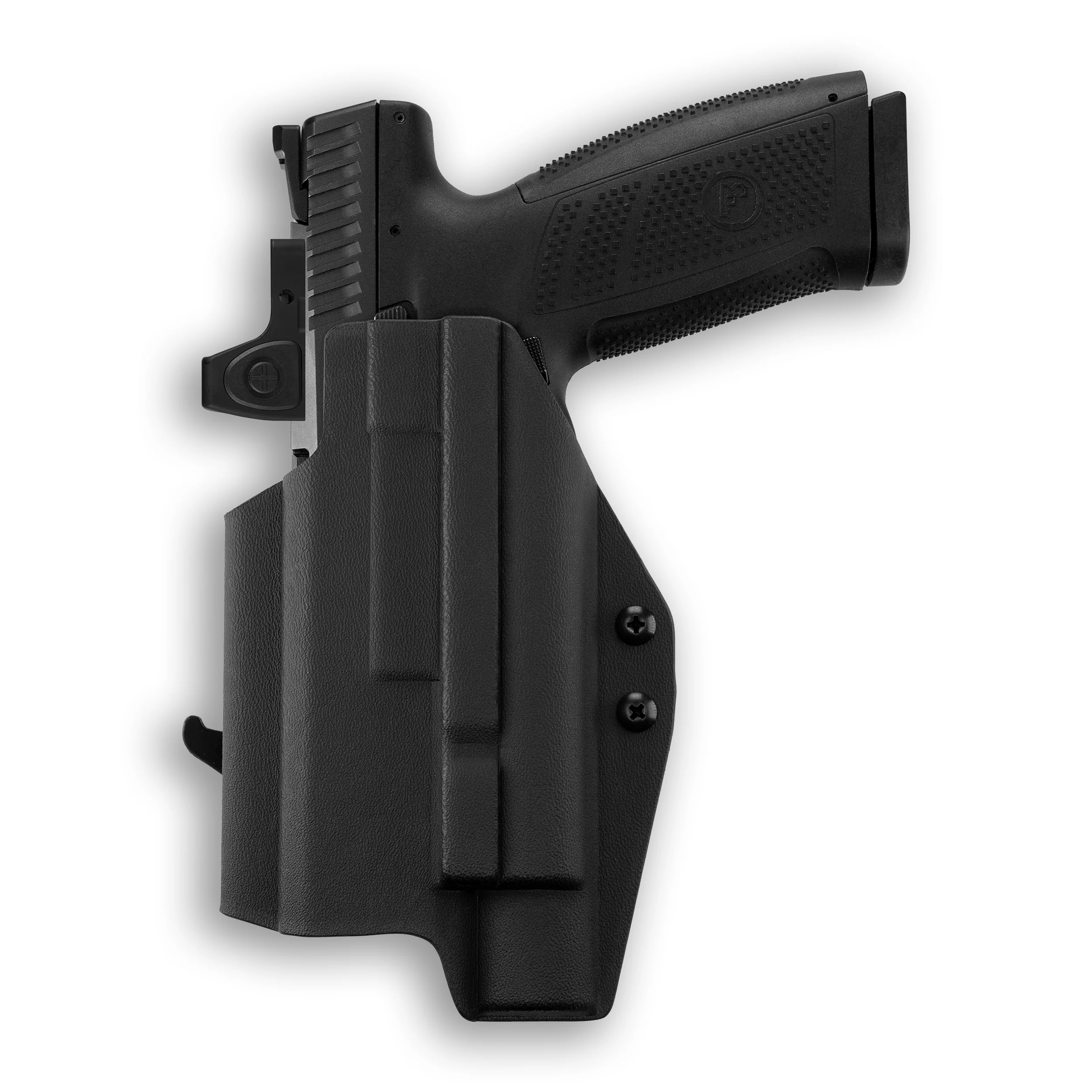 CZ P-10 F with Olight Valkyrie Turbo Light Red Dot Optic Cut OWB Holster - Image 3