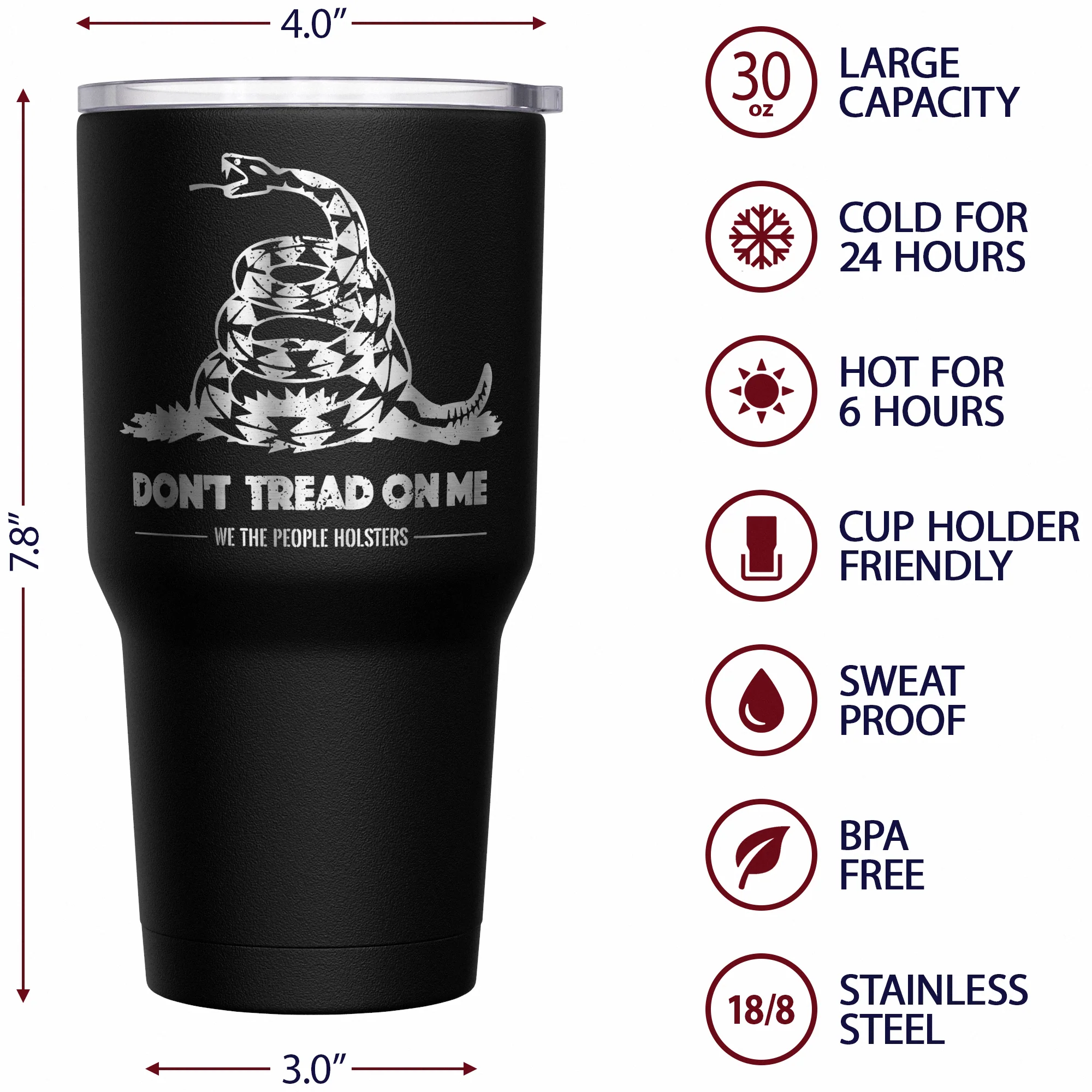 Gadsden Flag Dont Tread on Me Stainless Steel Tumbler - Image 6