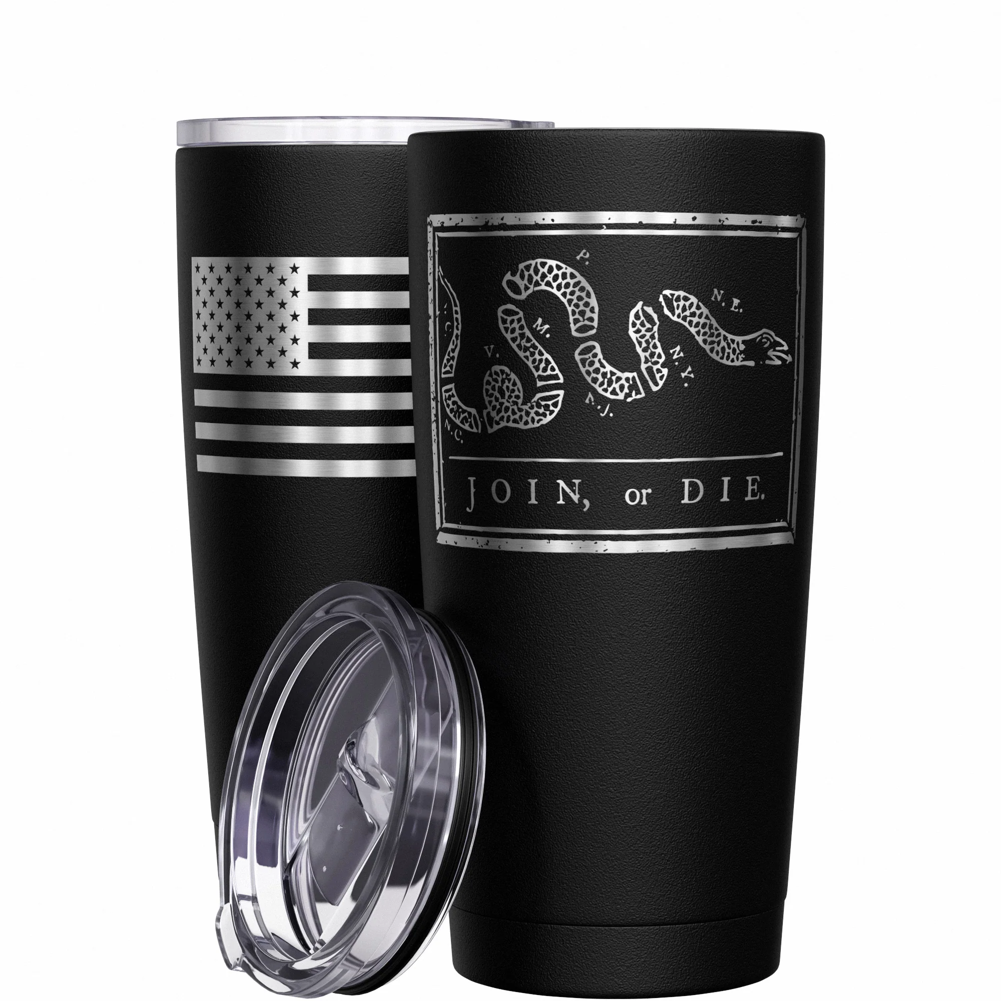 Join or Die + American Flag Stainless Steel Tumbler - Image 10