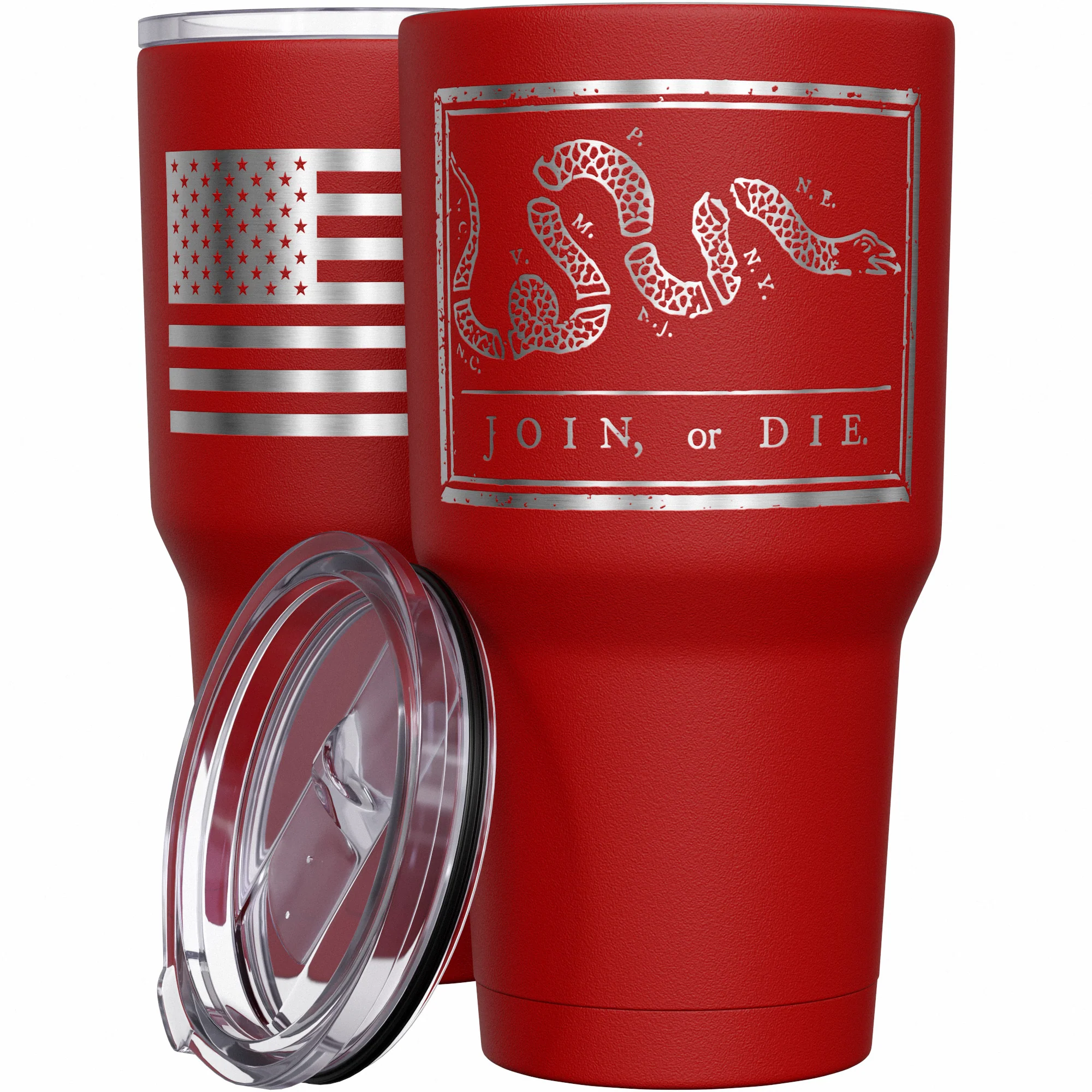 Join or Die + American Flag Stainless Steel Tumbler - Image 8
