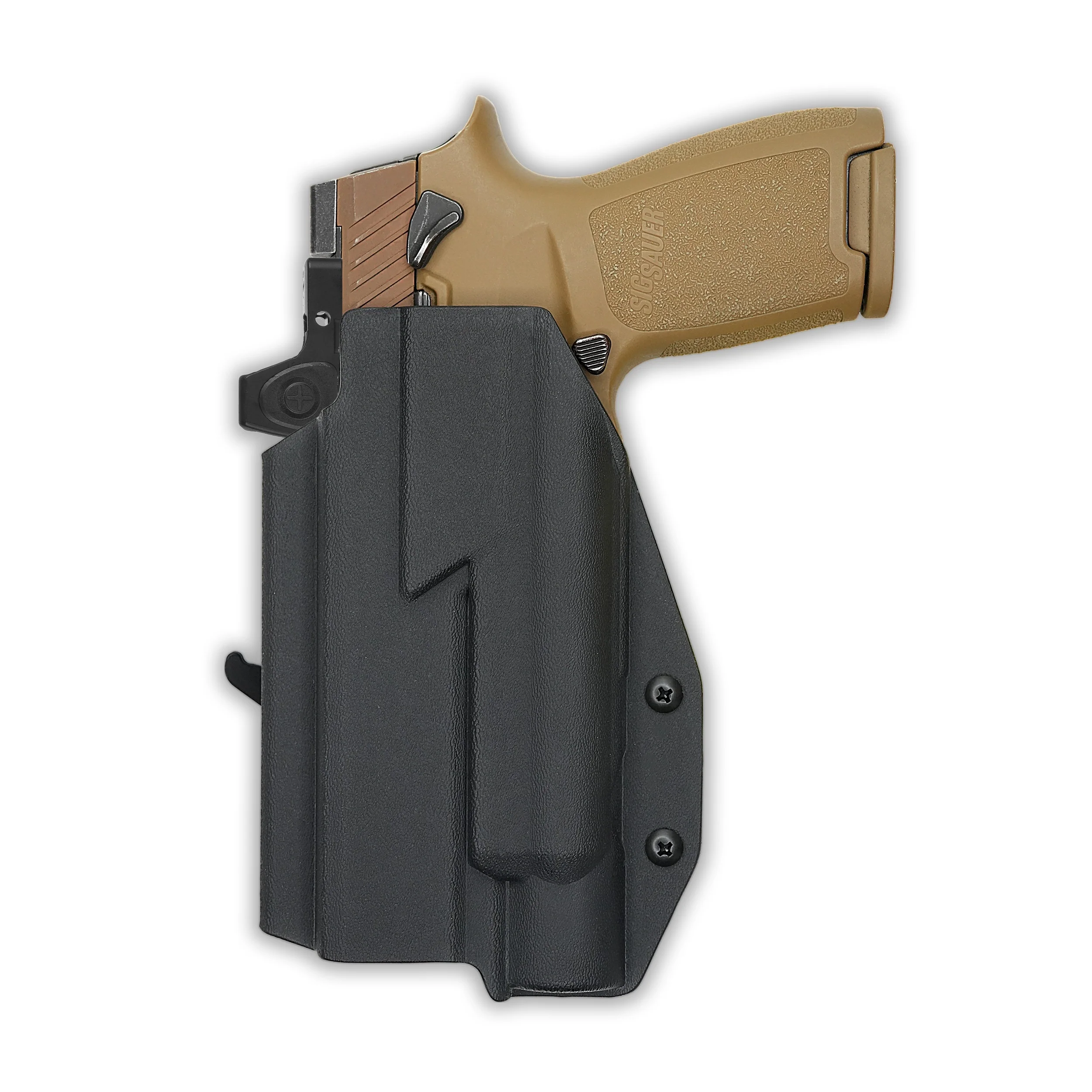 Sig Sauer P320 Full Size Manual Safety with Surefire X300T-B Light Red Dot Optic Cut OWB Holster - Image 3