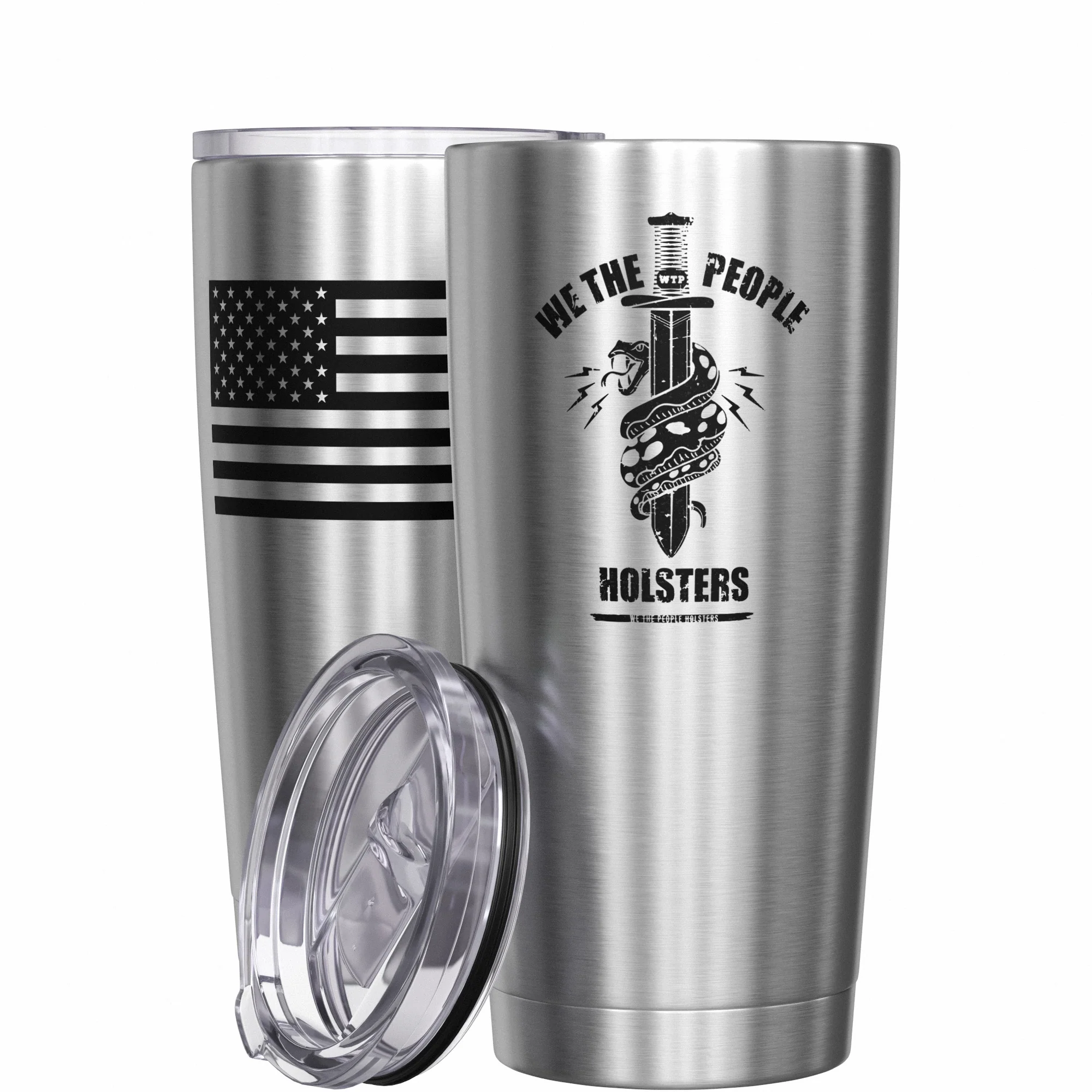 We The People Snake Logo  + American Flag Stainless Steel Tumbler - Image 11
